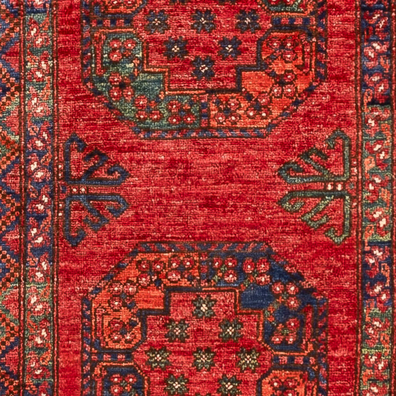 Løber Afghansk tæppe - 395 x 76 cm - rød