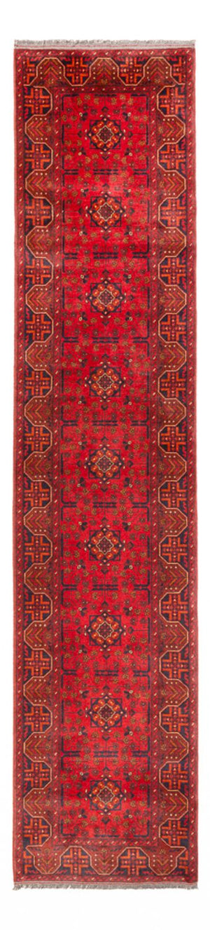 Løber Afghansk tæppe - Kunduz - 395 x 80 cm - rød