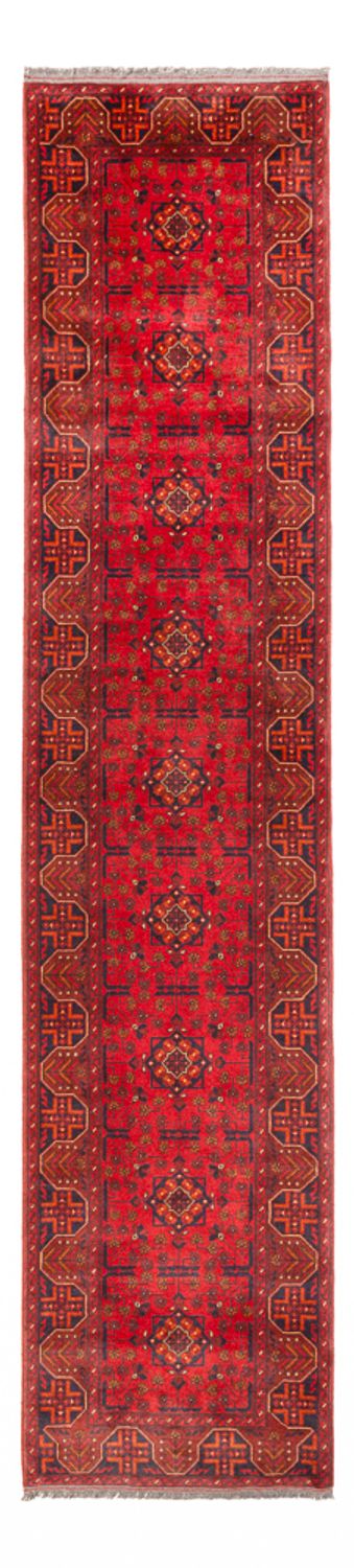 Løber Afghansk tæppe - Kunduz - 395 x 80 cm - rød
