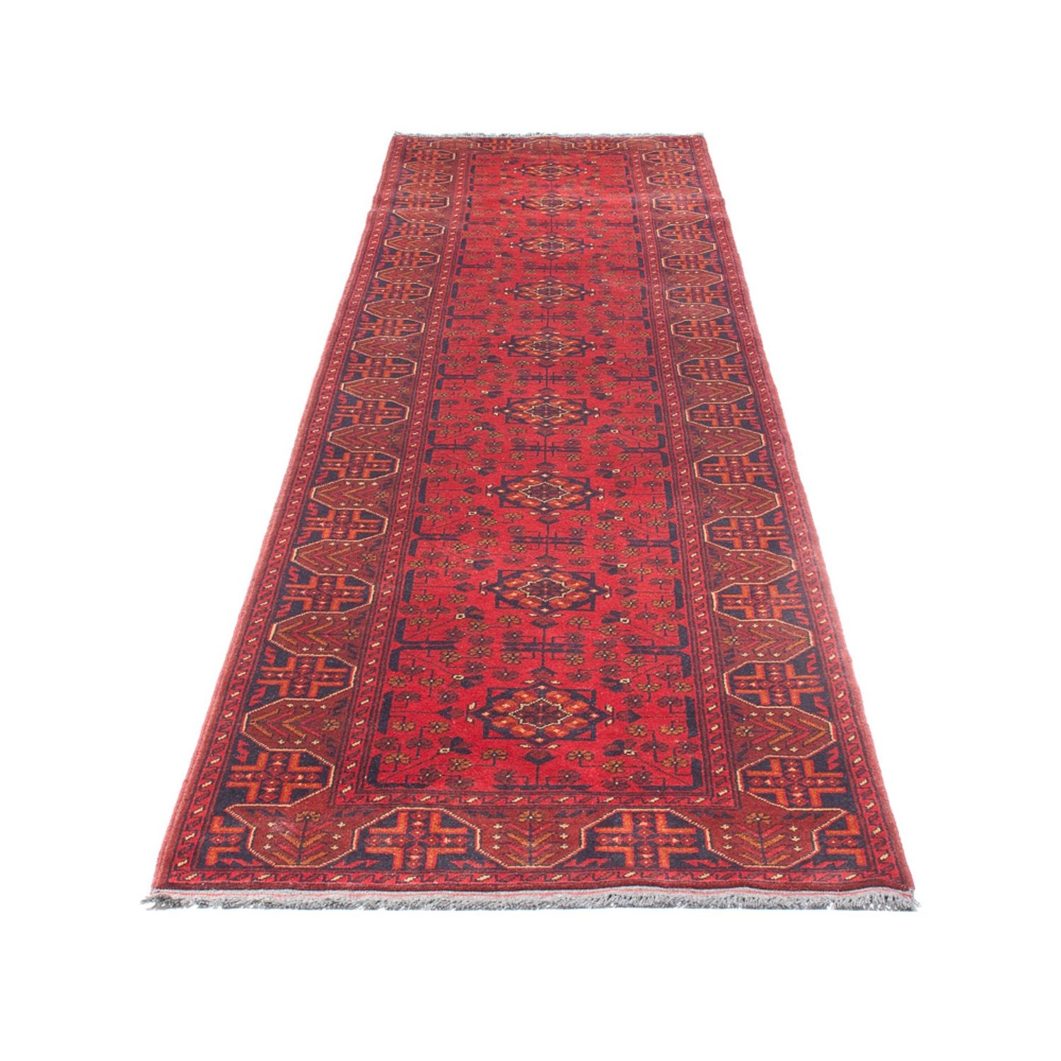 Løber Afghansk tæppe - Kunduz - 395 x 80 cm - rød