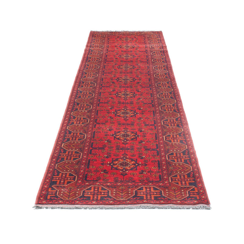 Løber Afghansk tæppe - Kunduz - 395 x 80 cm - rød