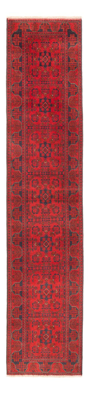 Løber Afghansk tæppe - Kunduz - 390 x 80 cm - rød
