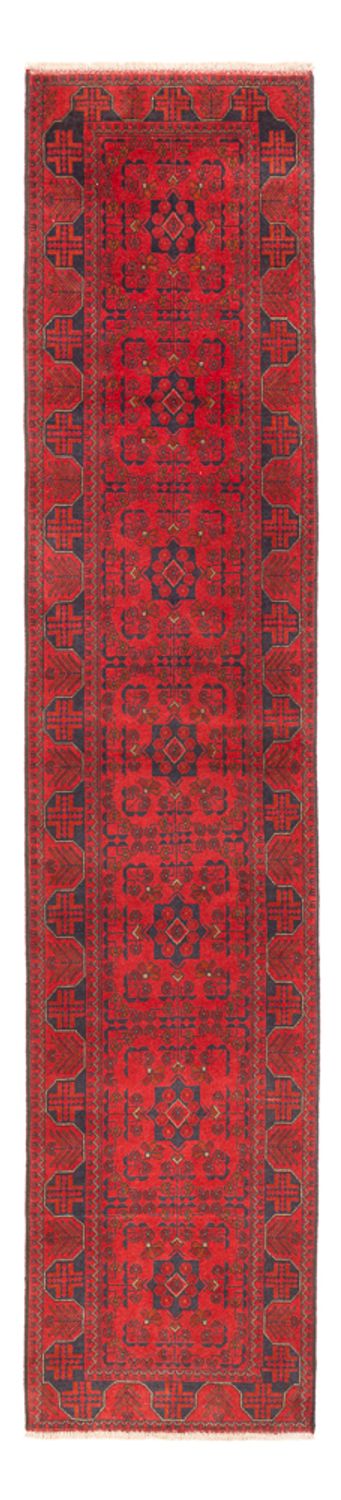 Løber Afghansk tæppe - Kunduz - 390 x 80 cm - rød
