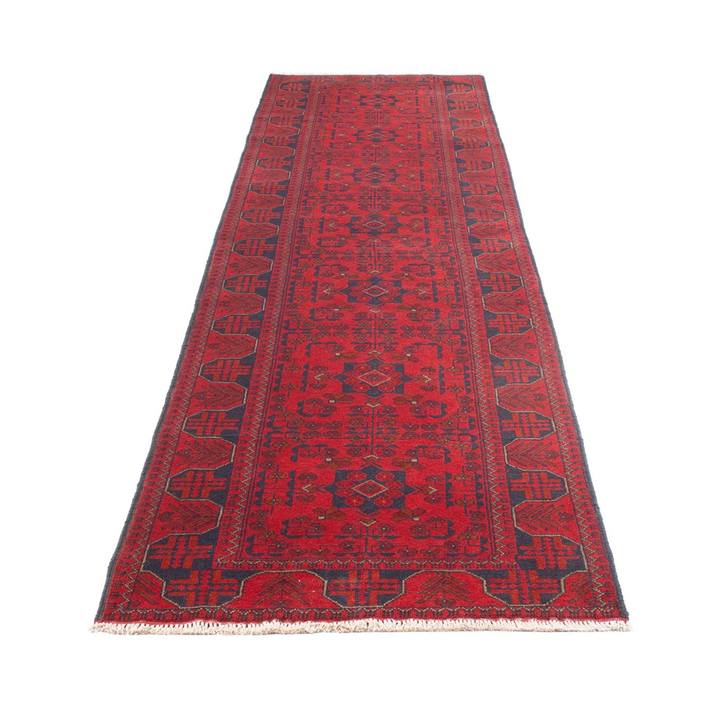 Løber Afghansk tæppe - Kunduz - 390 x 80 cm - rød