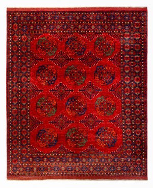 Afghansk tæppe - 300 x 251 cm - rød