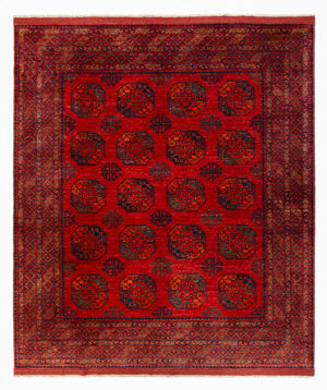 Afghansk tæppe - 298 x 257 cm - rød