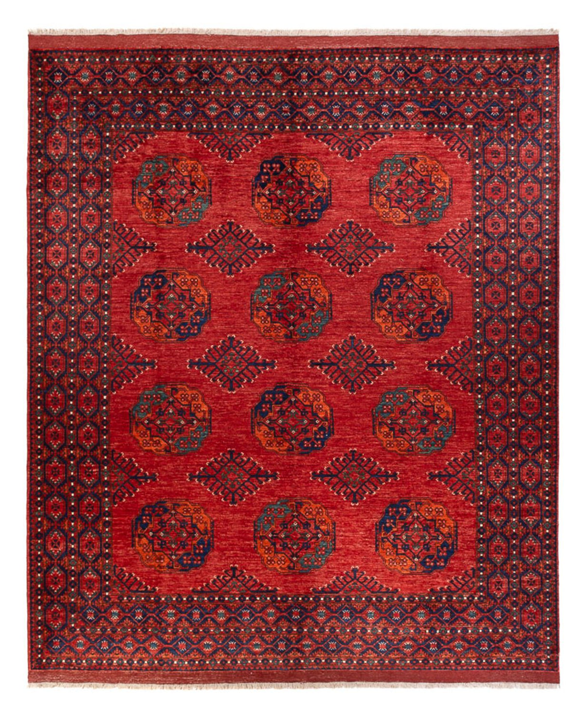 Afghansk tæppe - 298 x 256 cm - rød