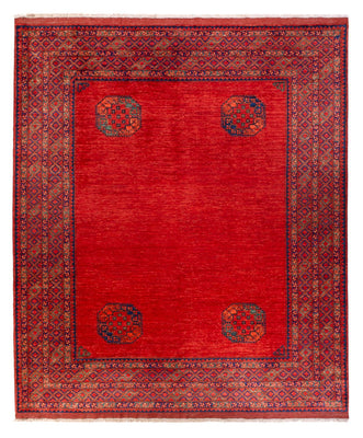 Afghansk tæppe - 297 x 256 cm - rød