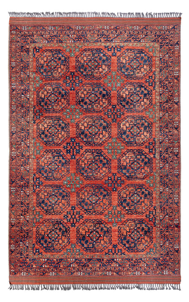 Afghansk tæppe - Kunduz - 298 x 205 cm - lysrød