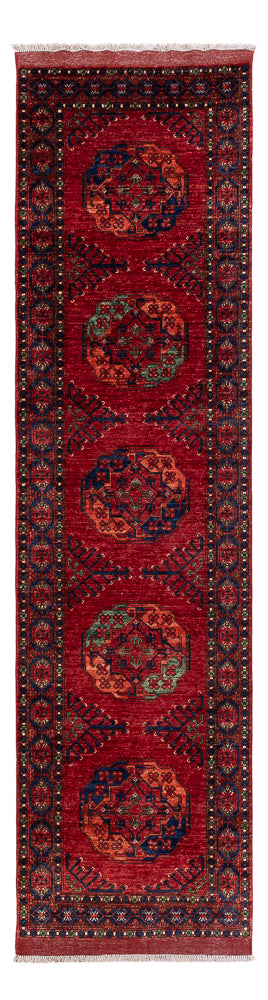 Løber Afghansk tæppe - Kunduz - 305 x 82 cm - rød