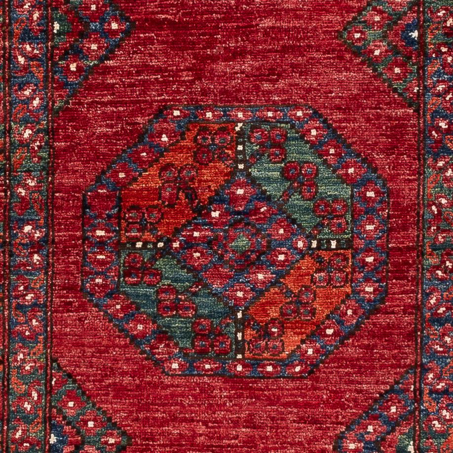 Løber Afghansk tæppe - Kunduz - 291 x 87 cm - rød