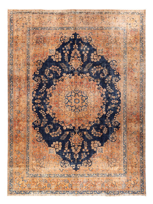 Vintage tæppe - 387 x 286 cm - mørkeblå