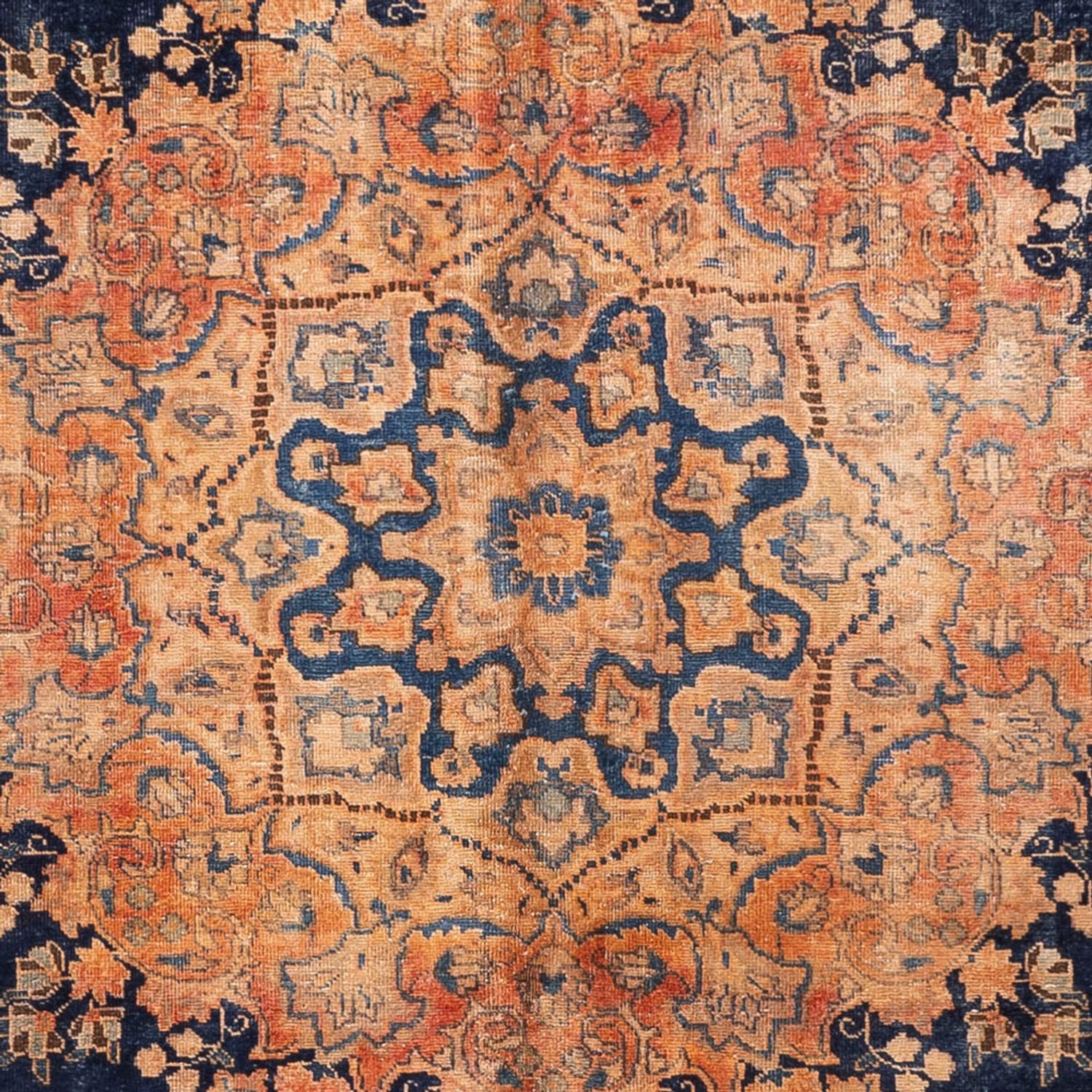 Vintage tæppe - 387 x 286 cm - mørkeblå