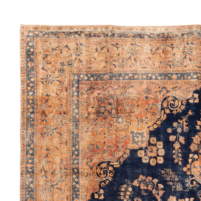 Vintage tæppe - 387 x 286 cm - mørkeblå