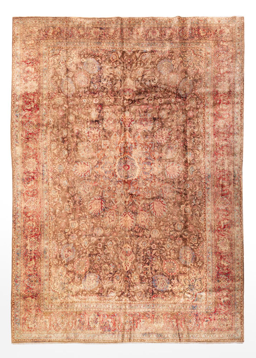 Vintage tæppe - 412 x 300 cm - mørk beige