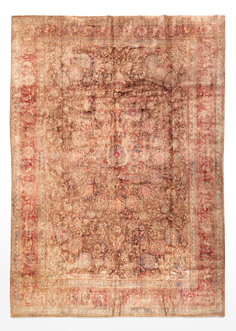 Vintage tæppe - 412 x 300 cm - mørk beige