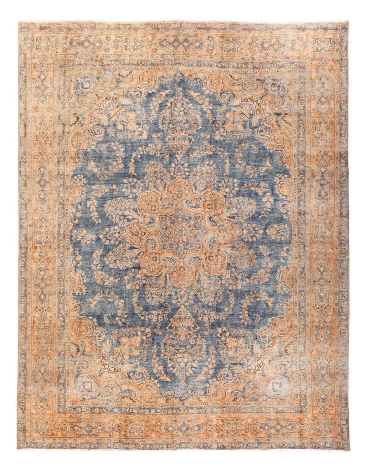 Vintage tæppe - 377 x 280 cm - blå