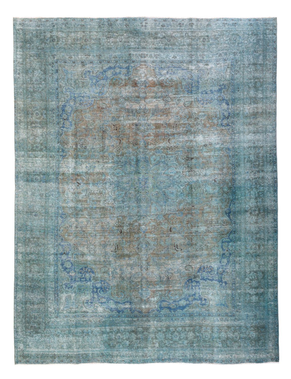 Vintage tæppe - 375 x 285 cm - mørkeblå