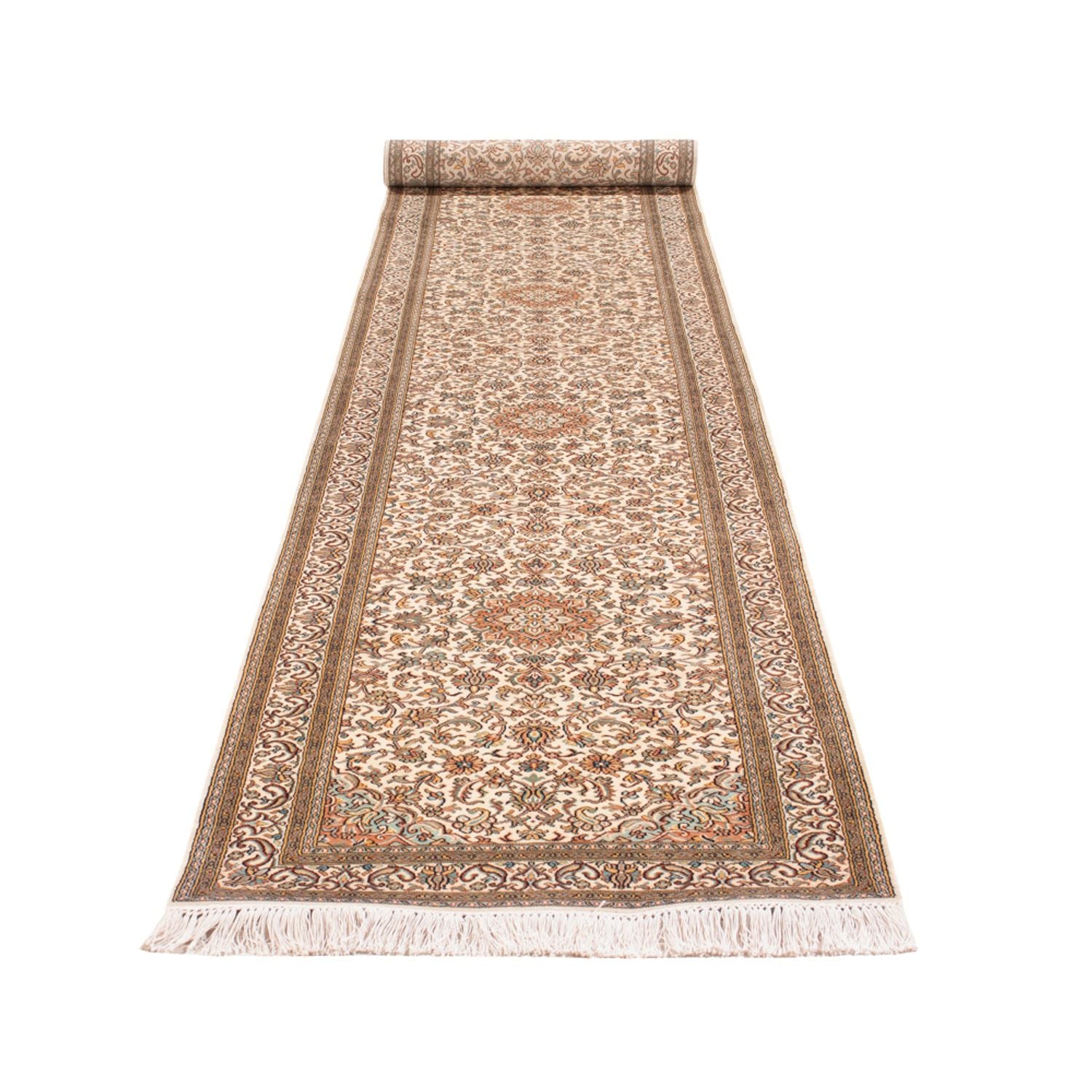 Løber Silketæppe - Kashmir Silk - 480 x 79 cm - mørk beige