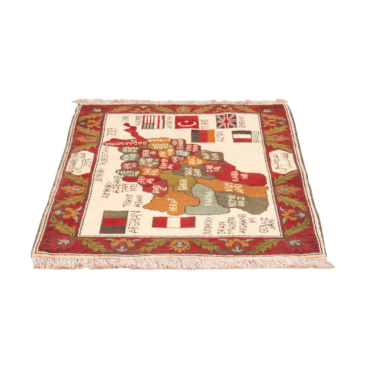 Afghansk tæppe - 104 x 71 cm - flerfarvet