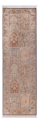 Løber Silketæppe - Kashmir Silk - 259 x 79 cm - mørk beige