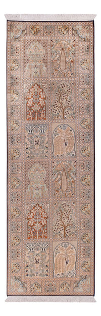 Løber Silketæppe - Kashmir Silk - 259 x 79 cm - mørk beige