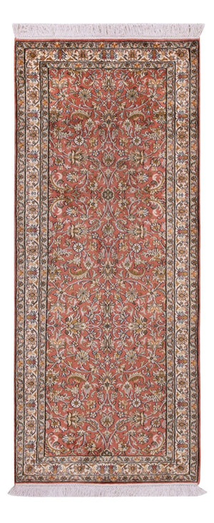 Løber Silketæppe - Kashmir Silk - 188 x 78 cm - lysrød