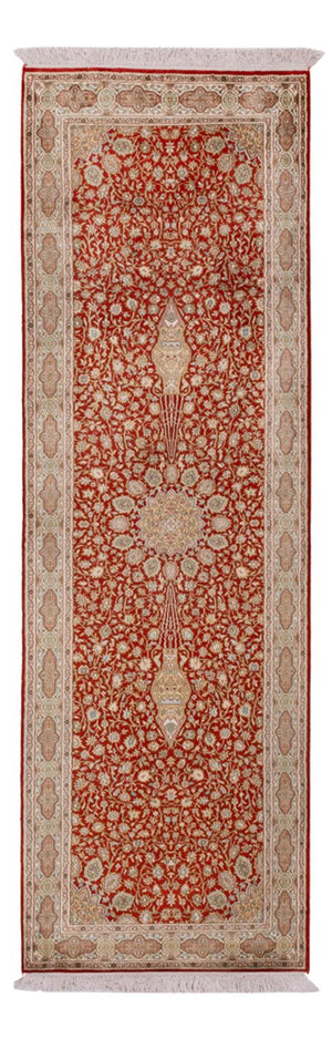 Løber Silketæppe - Kashmir Silk - 251 x 81 cm - rød