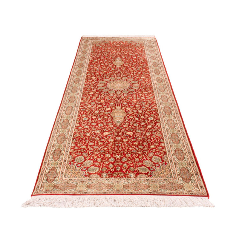 Løber Silketæppe - Kashmir Silk - 251 x 79 cm - rød