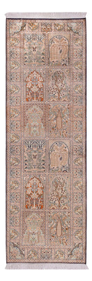 Løber Silketæppe - Kashmir Silk - 243 x 80 cm - mørk beige