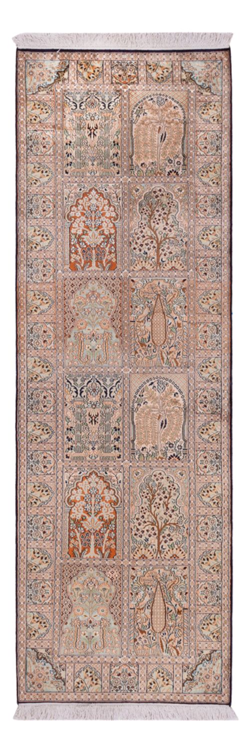Løber Silketæppe - Kashmir Silk - 243 x 80 cm - mørk beige