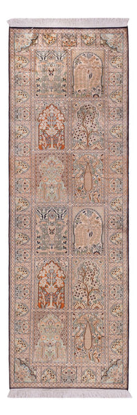 Løber Silketæppe - Kashmir Silk - 243 x 80 cm - mørk beige