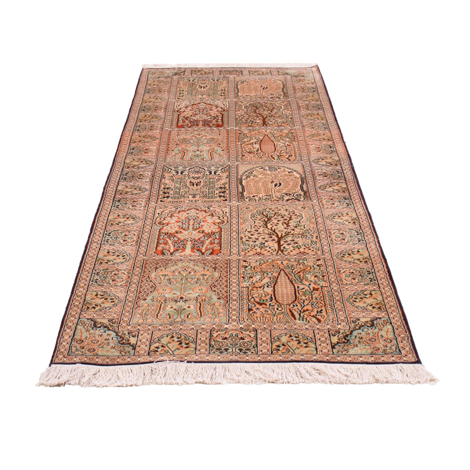 Løber Silketæppe - Kashmir Silk - 243 x 80 cm - mørk beige