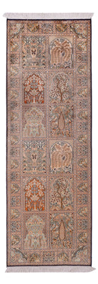 Løber Silketæppe - Kashmir Silk - 237 x 79 cm - mørk beige