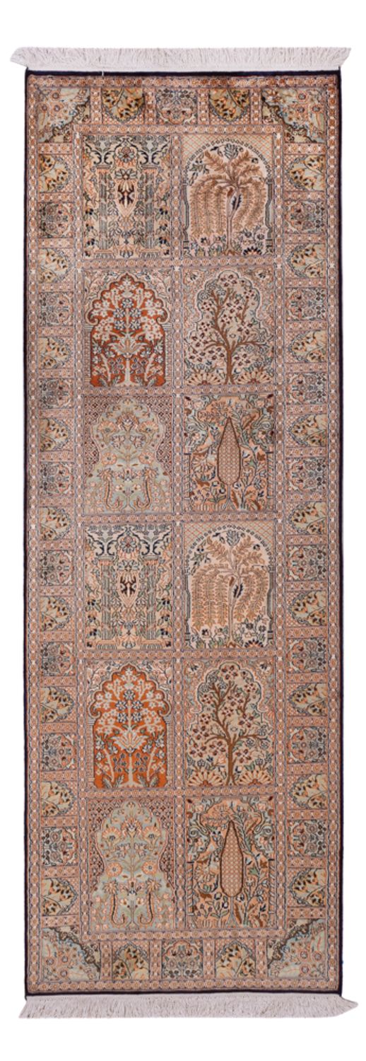 Løber Silketæppe - Kashmir Silk - 237 x 79 cm - mørk beige