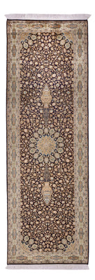 Løber Silketæppe - Kashmir Silk - 255 x 81 cm - mørk beige