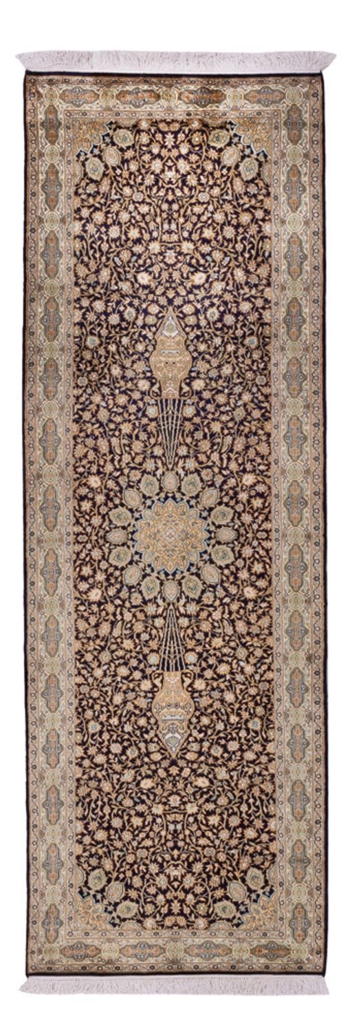 Løber Silketæppe - Kashmir Silk - 255 x 81 cm - mørk beige