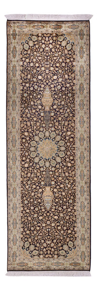 Løber Silketæppe - Kashmir Silk - 255 x 81 cm - mørk beige