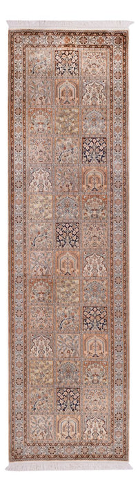 Løber Silketæppe - Kashmir Silk - 305 x 81 cm - mørk beige