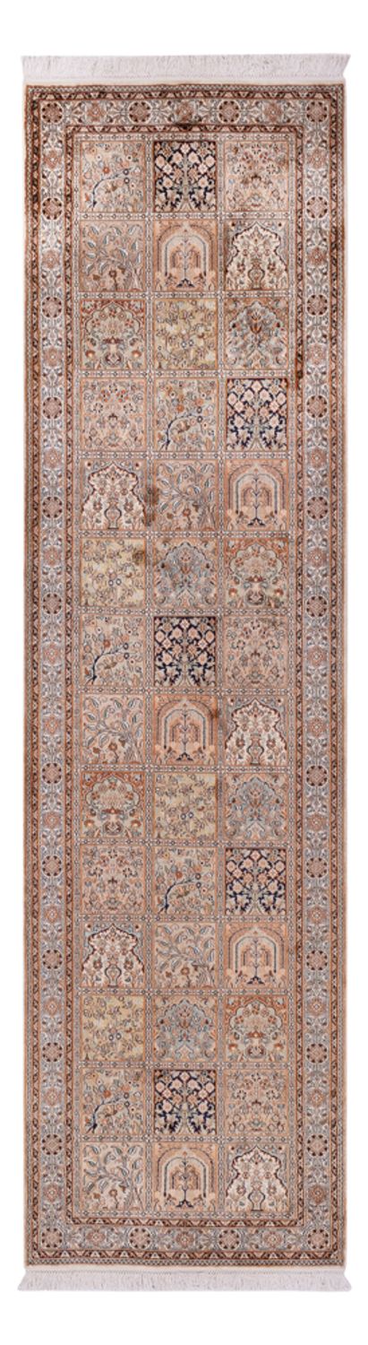 Løber Silketæppe - Kashmir Silk - 307 x 81 cm - mørk beige