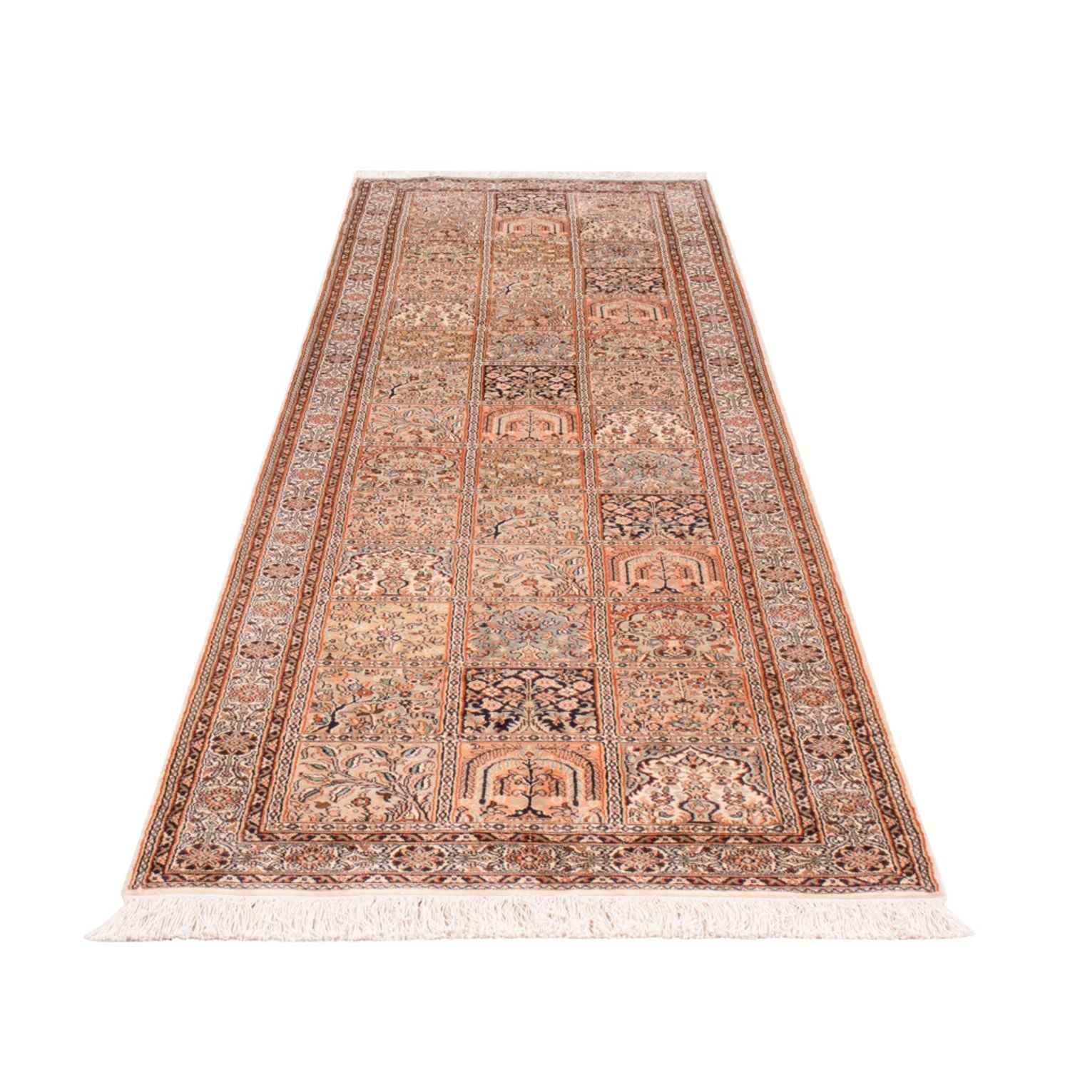 Løber Silketæppe - Kashmir Silk - 307 x 81 cm - mørk beige