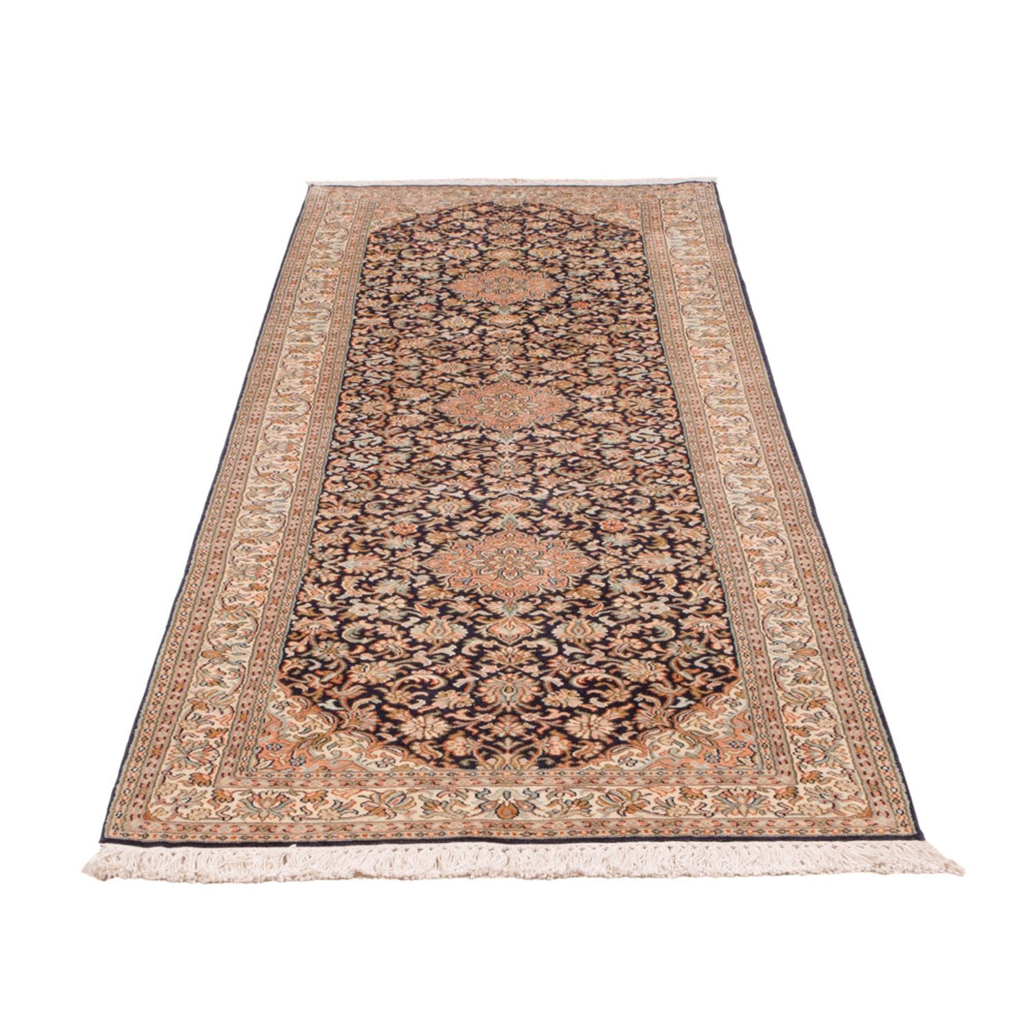 Løber Silketæppe - Kashmir Silk - 264 x 76 cm - mørk beige