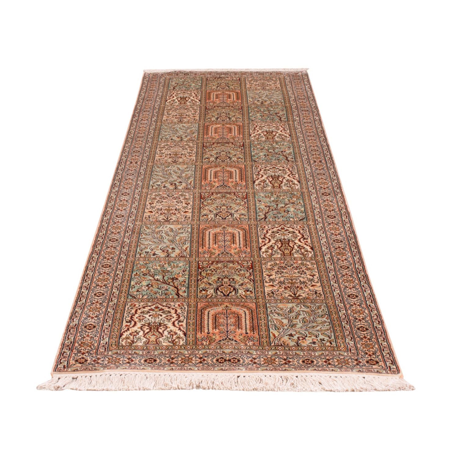 Løber Silketæppe - Kashmir Silk - 285 x 80 cm - mørk beige
