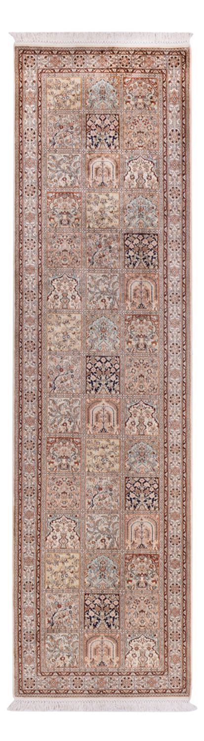 Løber Silketæppe - Kashmir Silk - 301 x 79 cm - mørk beige