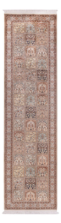 Løber Silketæppe - Kashmir Silk - 301 x 79 cm - mørk beige