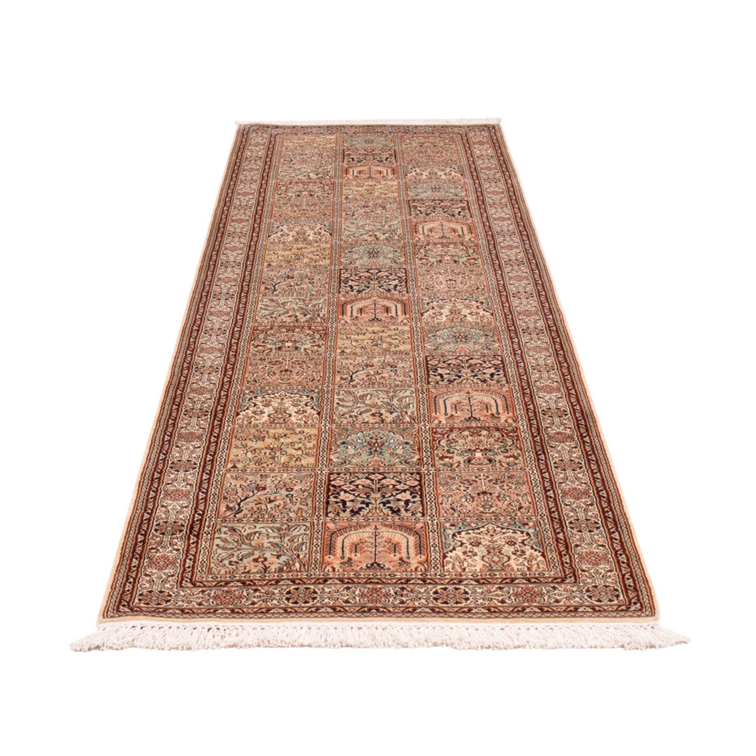Løber Silketæppe - Kashmir Silk - 301 x 79 cm - mørk beige