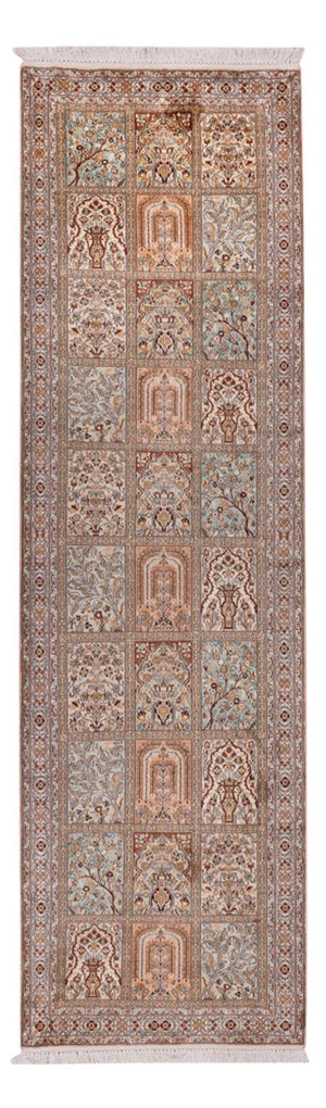 Løber Silketæppe - Kashmir Silk - 287 x 80 cm - mørk beige