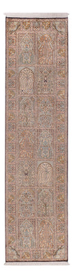 Løber Silketæppe - Kashmir Silk - 296 x 77 cm - mørk beige
