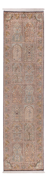 Løber Silketæppe - Kashmir Silk - 296 x 77 cm - mørk beige