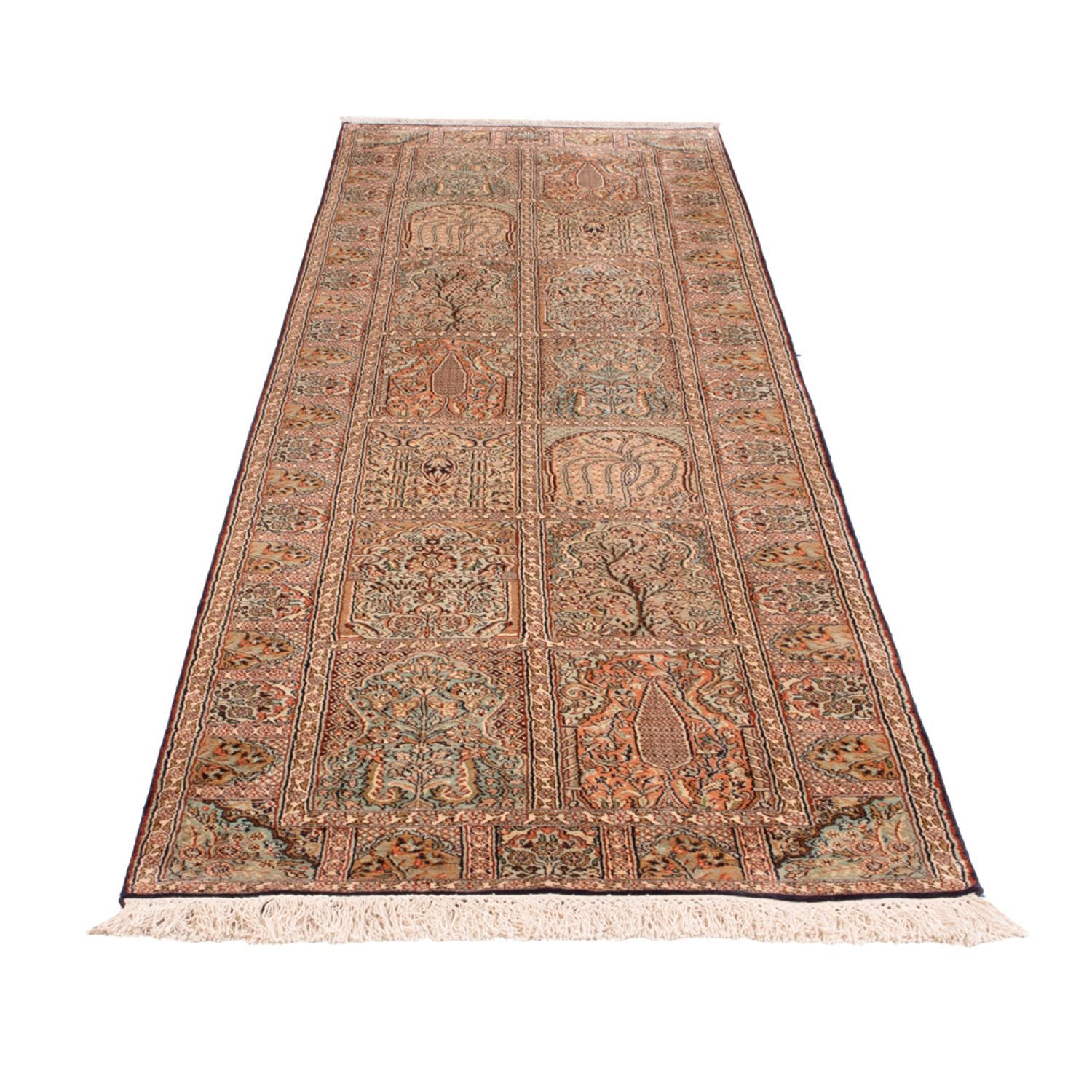Løber Silketæppe - Kashmir Silk - 296 x 77 cm - mørk beige